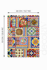 Sicily İtalyan Çini Stili Lazer Kesim Dikişsiz Fırın Örtüsü - 40x53cm
