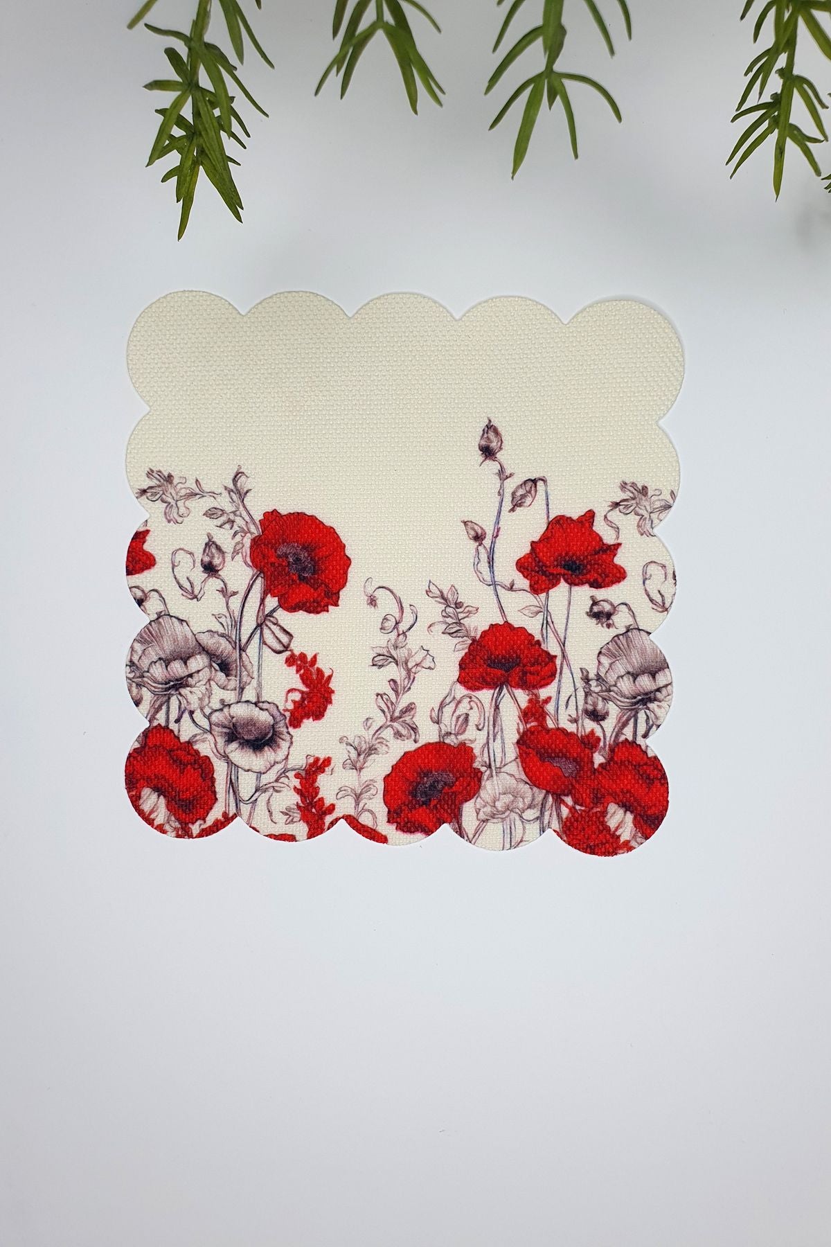 Gelincik Çiçeği Tasarımlı Lazer Kesim Kumaş Kokteyl Peçetesi 1 Adet