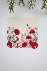 Gelincik Çiçeği Tasarımlı Lazer Kesim Kumaş Kokteyl Peçetesi 1 Adet