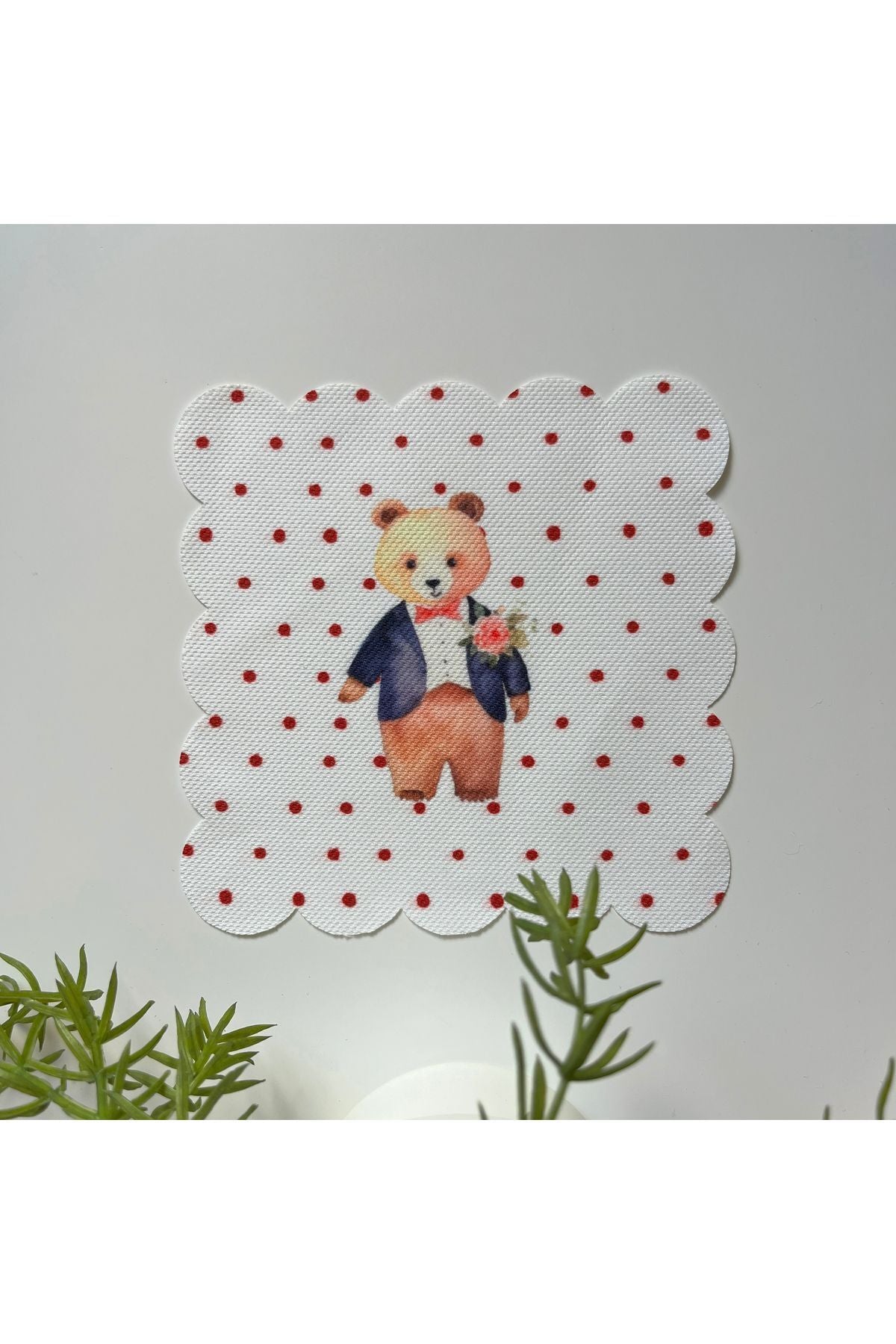 Damat Teddy Zemin Puantiyeli Desenli Kokteyl Peçetesi Kumaş