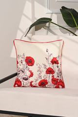 Kırmızı Gelincik Desenli Dijital Baskılı Kırlent Kılıfı – 43x43cm