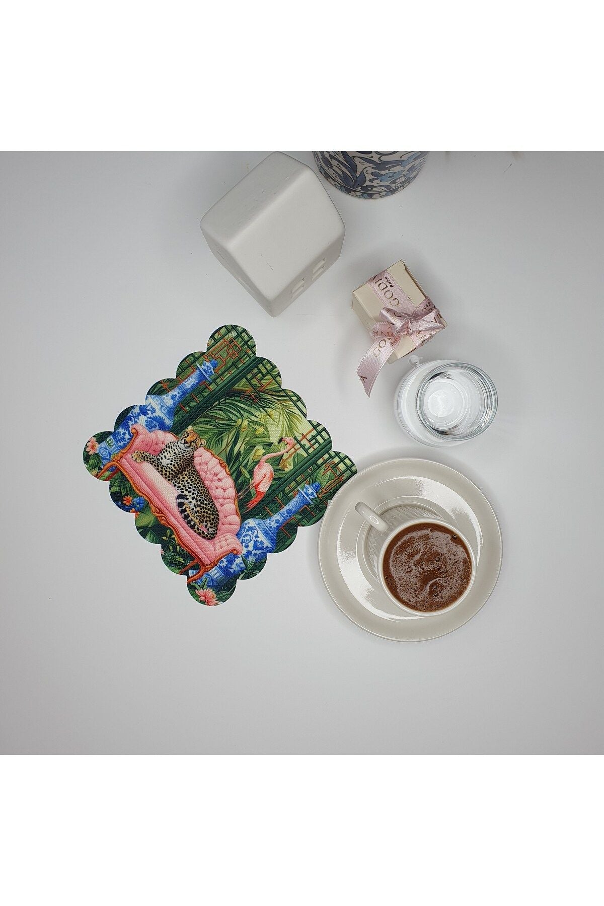 Maximalist Çita Flamingo ve Tropikal Tasarımlı Kumaş Kokteyl Peçetesi 1 Adet