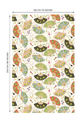 Orient Charm – Yelpaze ve İnci Tasarımlı Masa Örtüsü - 130x204cm