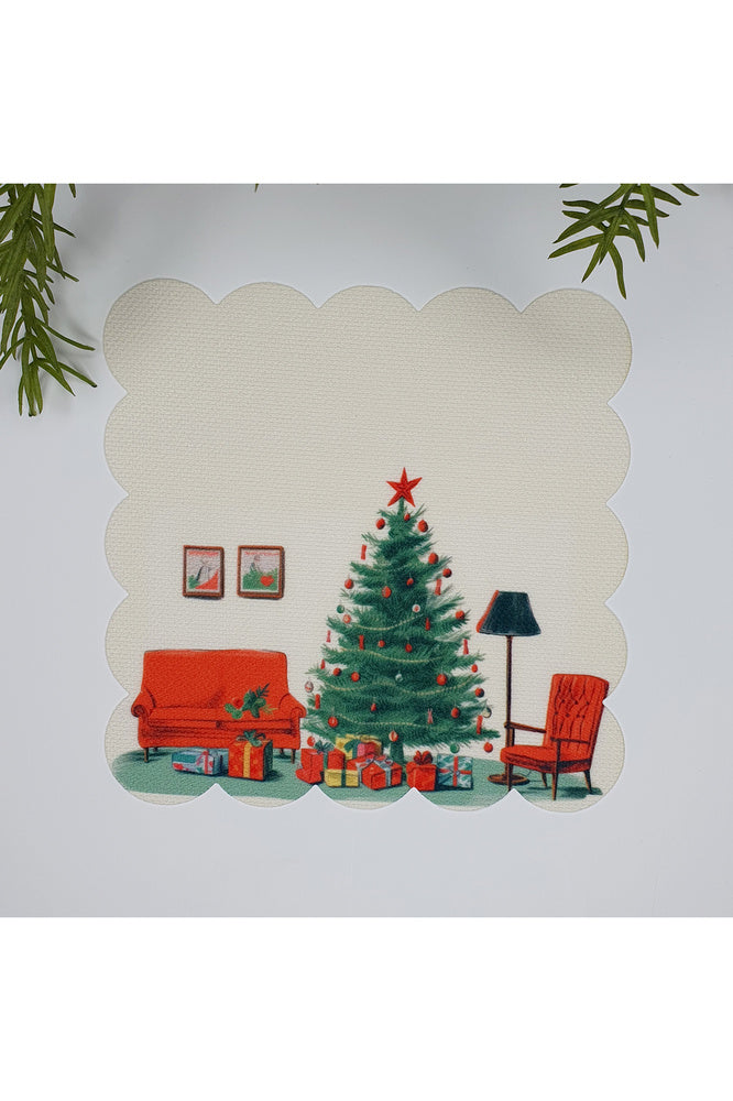 Sulu Boya Yılbaşı Ev Konsept Desenli Dijital Baskılı Kumaş Kokteyl Peçetesi 1 Adet