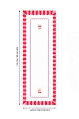 Elegant Tasarım Kalp Kiraz Dijital Baskılı Dekoratif Dikişsiz Lazer Kesim Runner - 48x135cm