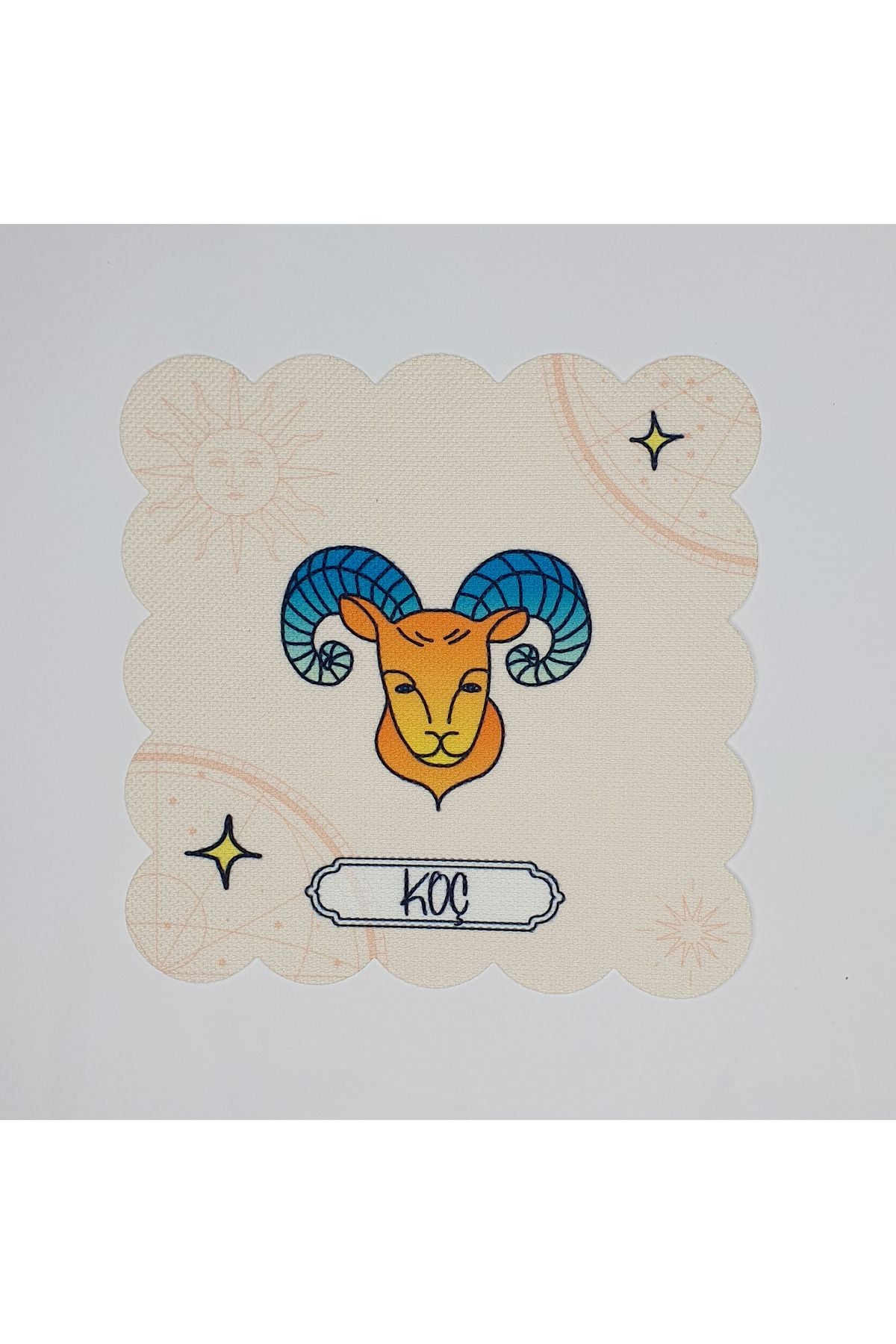 Koç Burcu Tasarımlı Dijital Baskılı Lazer Kesim Kokteyl Peçetesi