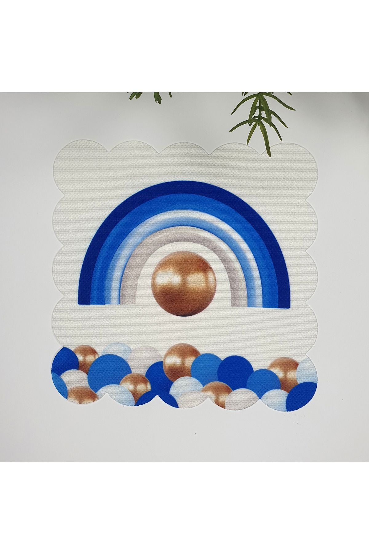 Mavi Gökkuşağı ve Balon Tasarımlı Lazer Kesim Kumaş Kokteyl Peçetesi 1 Adet