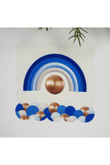 Mavi Gökkuşağı ve Balon Tasarımlı Lazer Kesim Kumaş Kokteyl Peçetesi 1 Adet