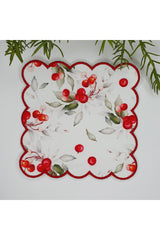 Sulu Boya Kokinalar ve Yapraklar Tasarımlı Nakış Kenar Kumaş Kokteyl Peçetesi 1 Adet