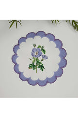 Lila Çiçek Desenli Nakış Kenar Kokteyl Peçetesi 1 Adet