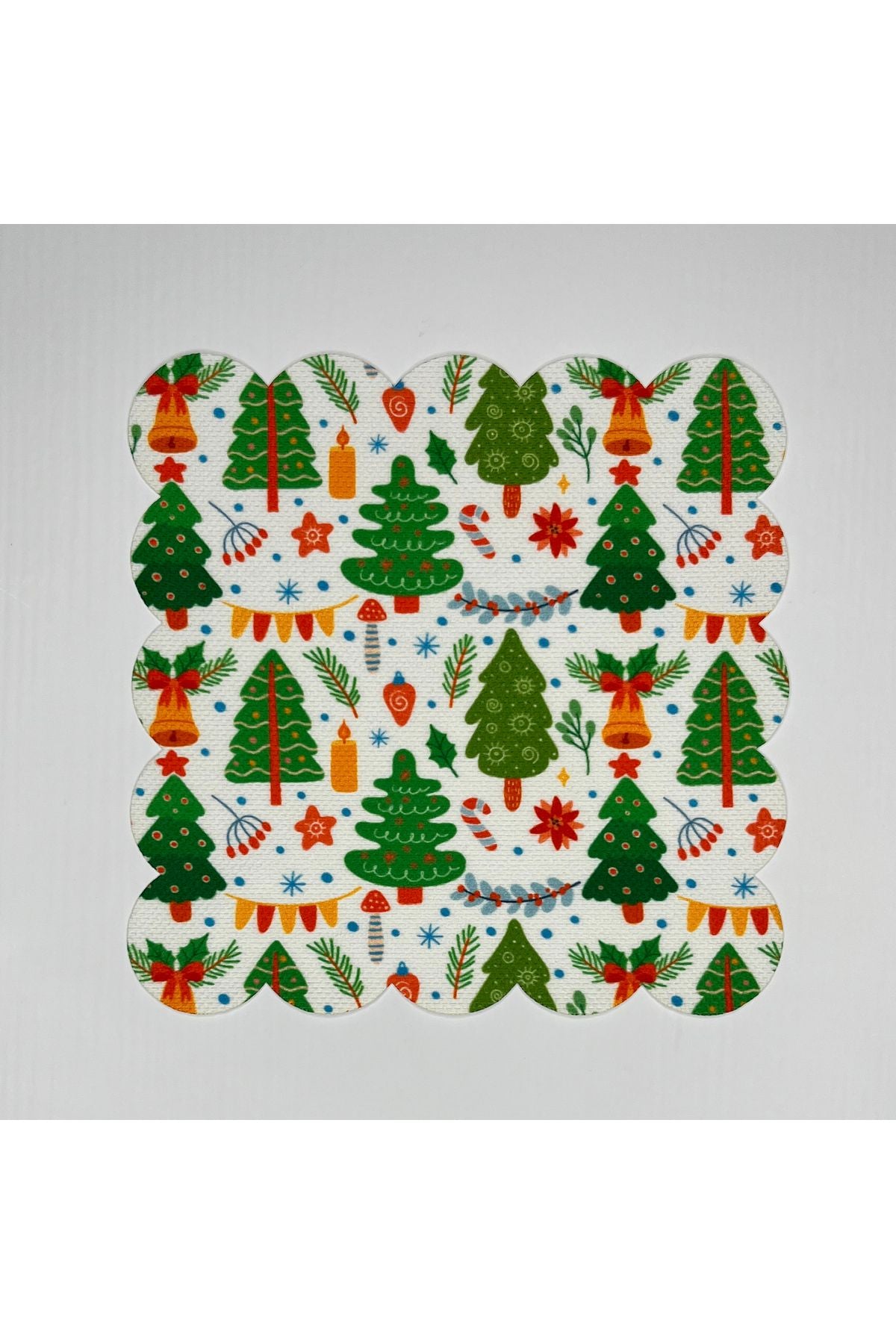 Decorative Green Pine Tree Christmas Pattern Digital Printed Cocktail Napkin Washable