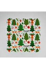 Decorative Green Pine Tree Christmas Pattern Digital Printed Cocktail Napkin Washable