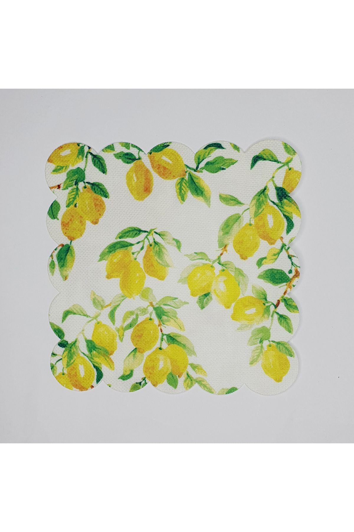 Sulu Boya Limon Desenli Dijital Baskılı Lazer Kesim Kokteyl Peçetesi