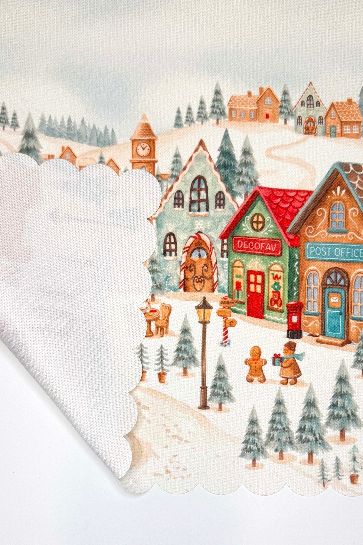 Gingerbread Village Zencefil Diyarı Lazer Kesim Runner - 48x135cm
