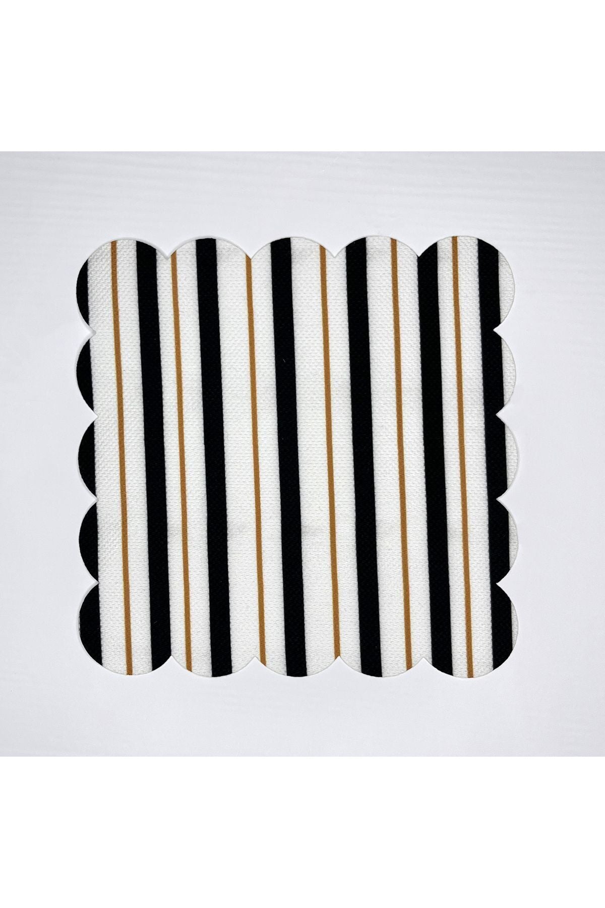 Siyah Gold Çizgi Desenli Dijital Baskılı Kokteyl Peçetesi Yıkanabilir Lazer Kesimli