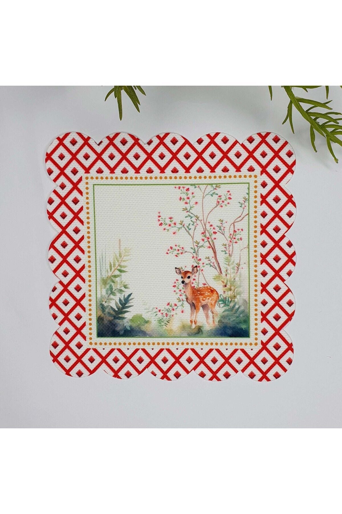 Dekoratif Kenar Ceylan Desenli Lazer Kesim Kokteyl Peçetesi Yıkanabilir