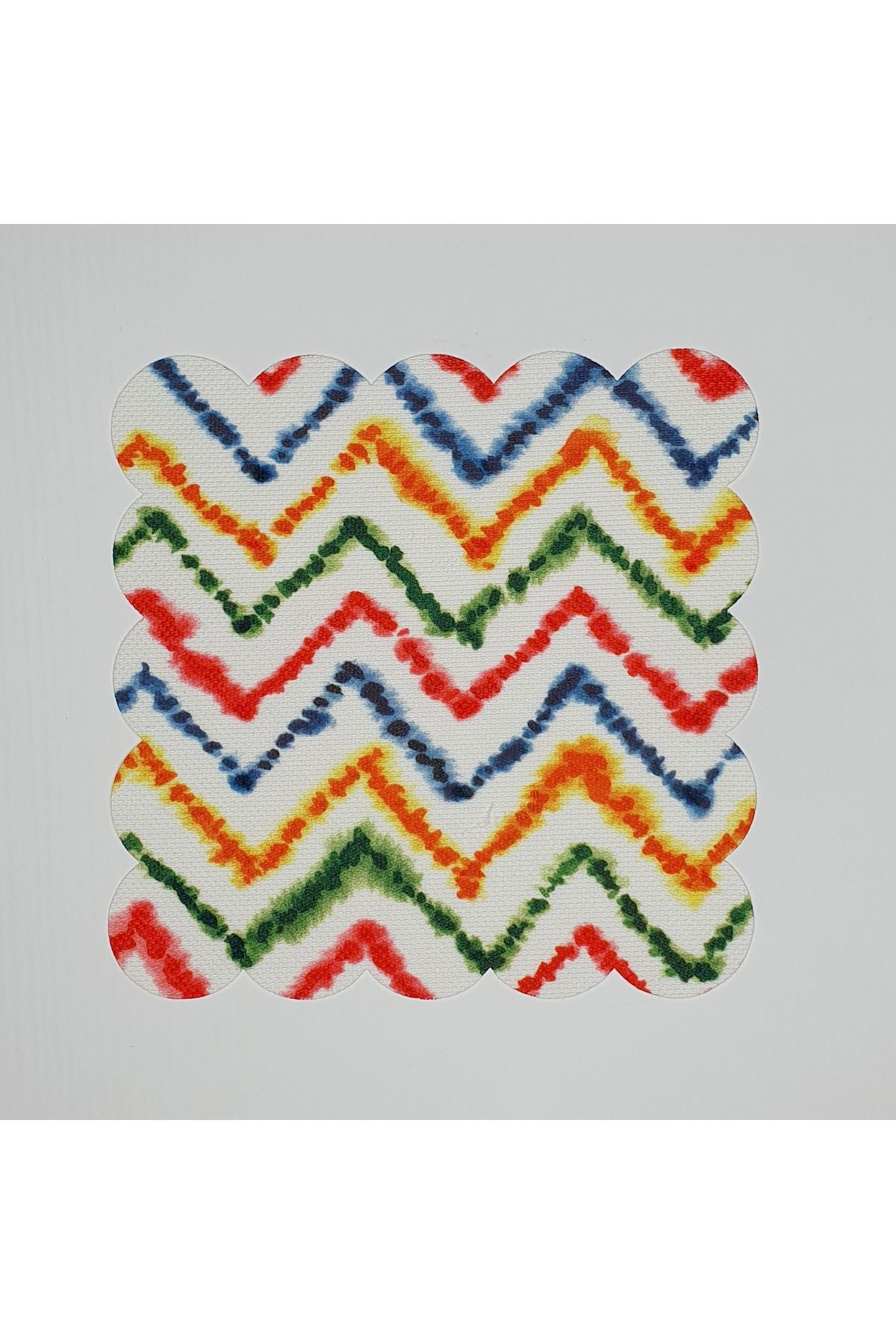 Sulu Boya Efektli Renkli Zigzag Desenli Dijital Baskılı Lazer Kesim Kokteyl Peçetesi