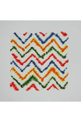 Sulu Boya Efektli Renkli Zigzag Desenli Dijital Baskılı Lazer Kesim Kokteyl Peçetesi