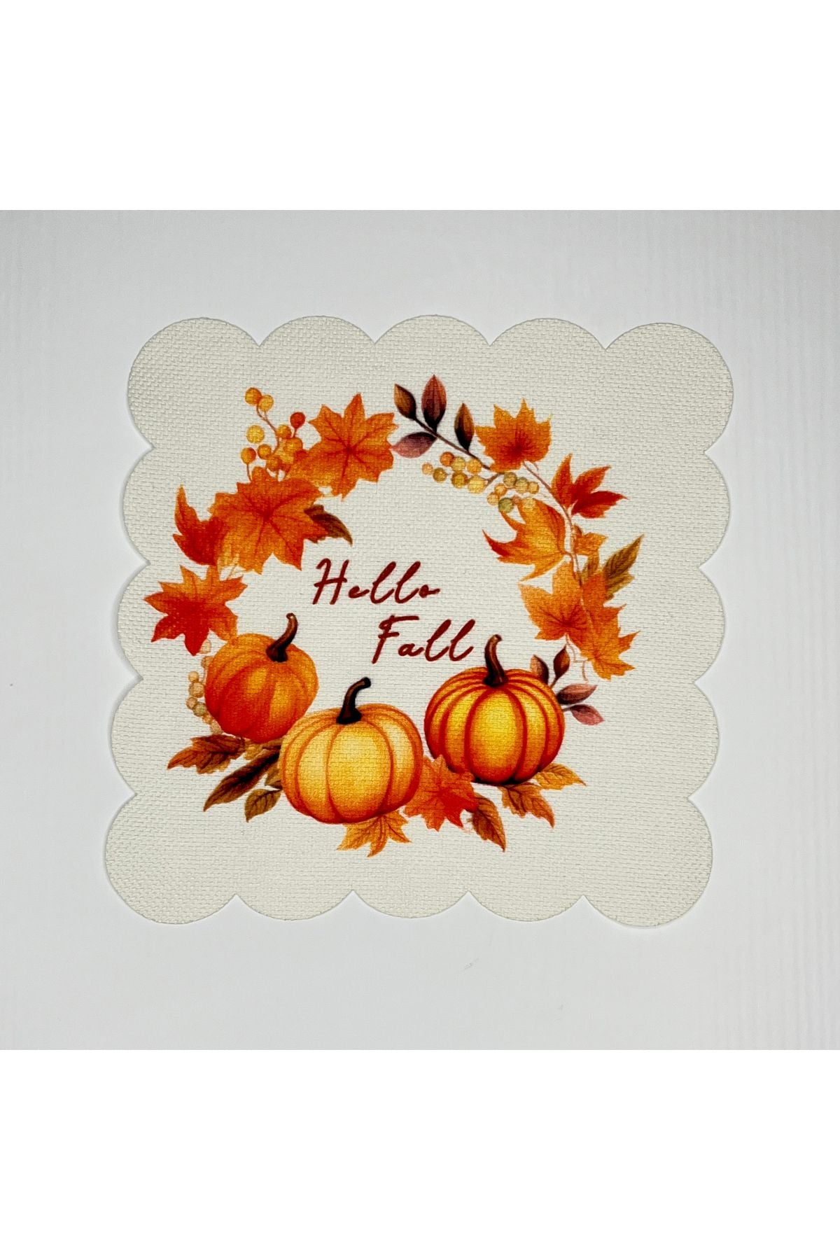 Hello Fall Sonbahar Temalı Dijital Baskılı Kokteyl Peçetesi Yıkanabilir Lazer Kesimli