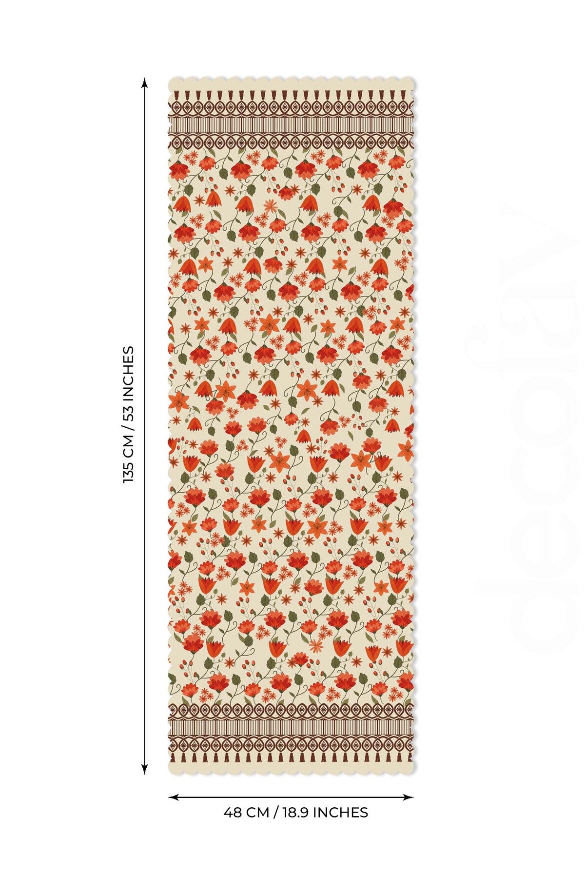 Antika Perde Desenli Lazer Kesim Runner - 48x135cm