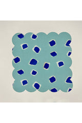 Turkuaz Zemin Mavi Noktalı Dijital Baskılı Kokteyl Peçetesi Yıkanabilir Lazer Kesimli