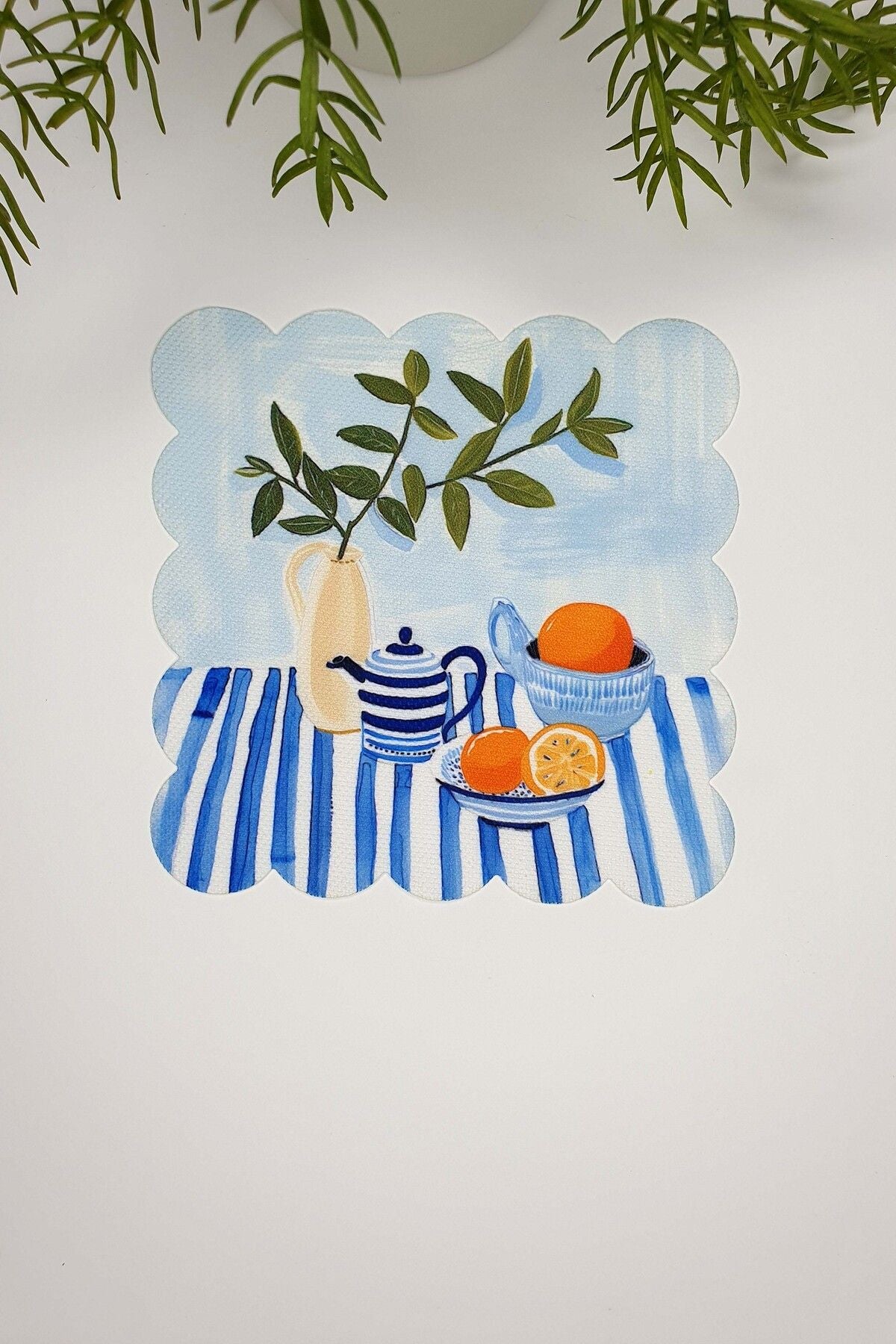 Sulu Boya Tatlı Masa Manzarası Tasarımlı Lazer Kesim Kokteyl Peçetesi 1 Adet