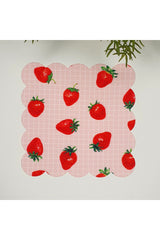 Pötikare Zemin Çilek Desenli Lazer Kesim Kumaş Kokteyl Peçetesi 1 Adet