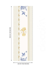 Royal White Uyumlu Çiçek ve Kuş Tasarımlı Dikişsiz Lazer Kesim Runner - 48x135cm