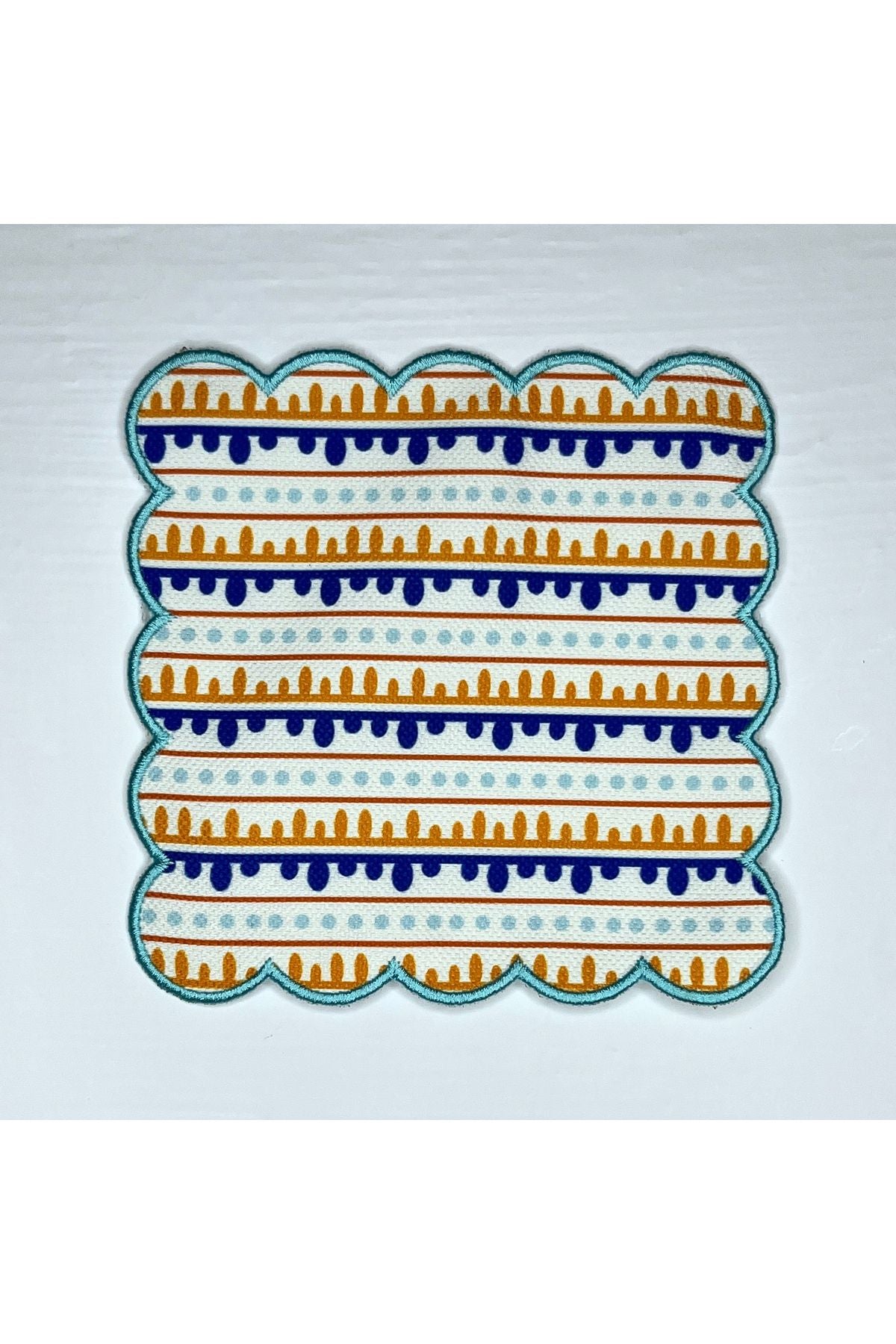 Mavi Turuncu Denizci Desenli Dijital Baskılı Nakışlı Kokteyl Peçetesi