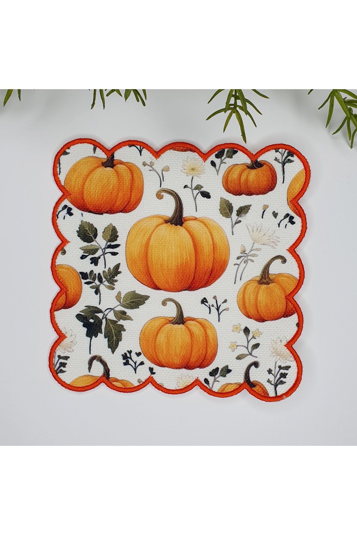 Sulu Boya Kabaklar Nakış Kenar Kokteyl Peçetesi 1 Adet