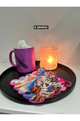 Sulu Boya Santorini Manzaralı Nakış Kenar Kokteyl Peçetesi 1 Adet