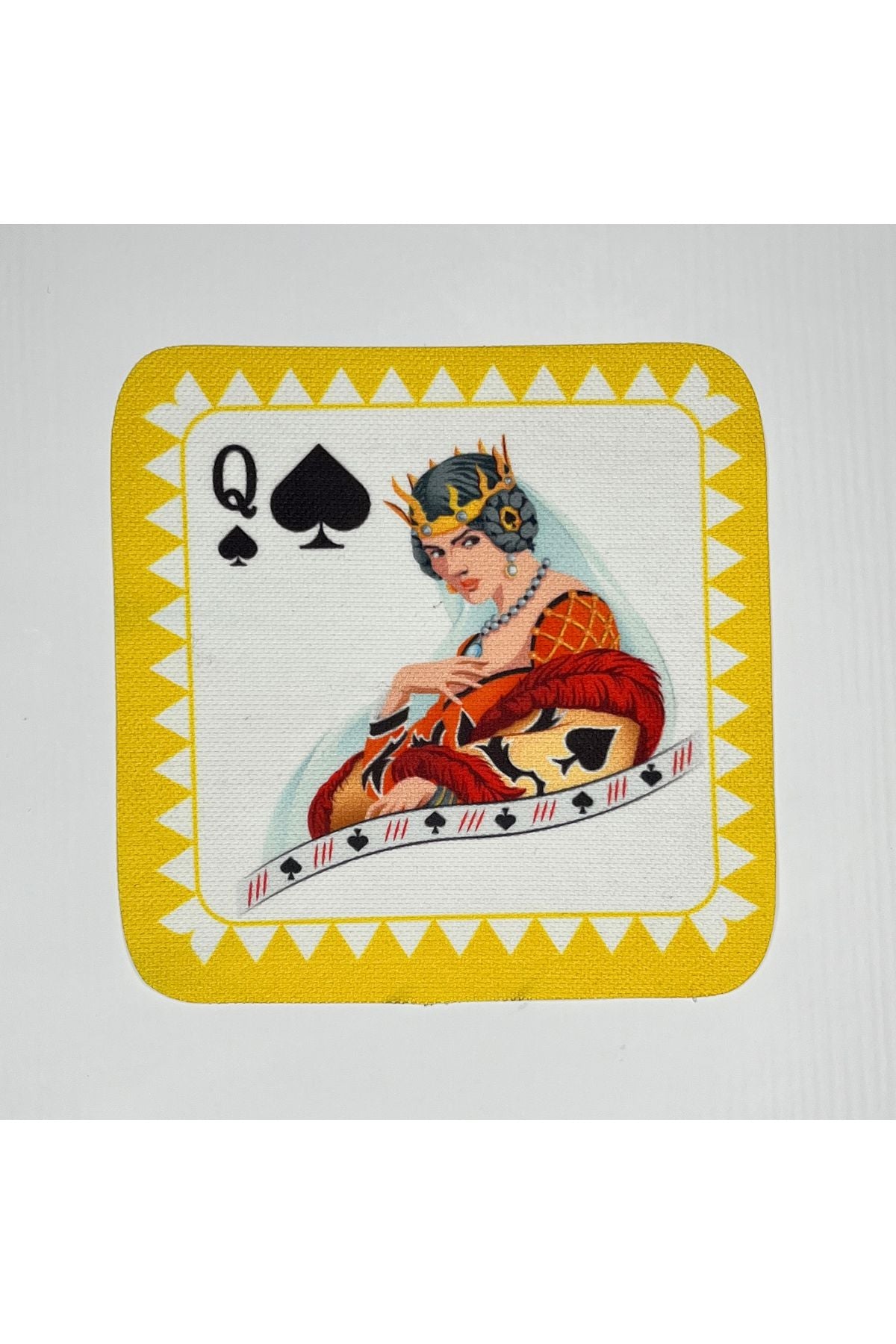 Maça Prensesi İskambil Desenli Dijital Baskılı Kokteyl Peçetesi Yıkanabilir Lazer Kesimli