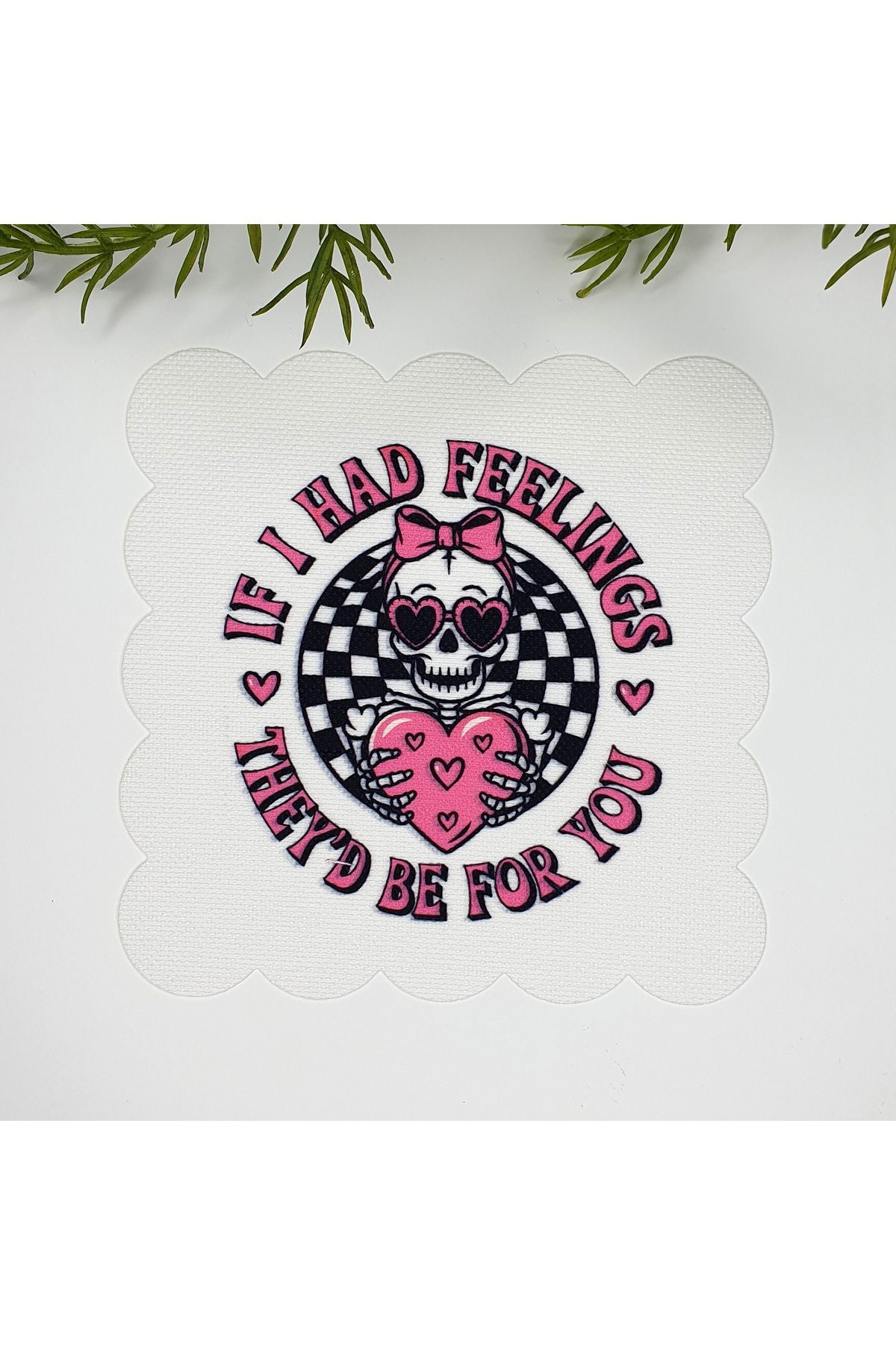 Espirili Aşk Slogan ve Kurukafa Tasarım Dekoratif Kumaş Kokteyl Peçetesi 1 Adet