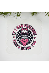 Espirili Aşk Slogan ve Kurukafa Tasarım Dekoratif Kumaş Kokteyl Peçetesi 1 Adet