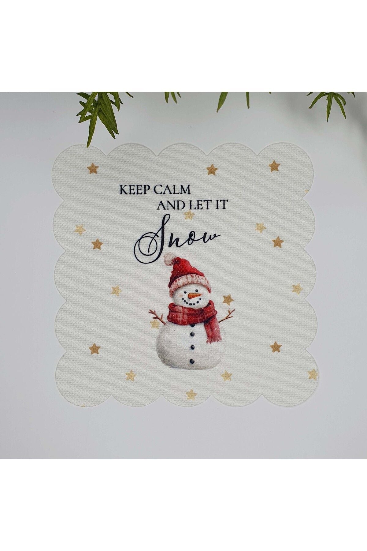 Sulu Boya Kardan Adam ve Slogan Tasarımlı Lazer Kesim Kumaş Kokteyl Peçetesi 1 Adet