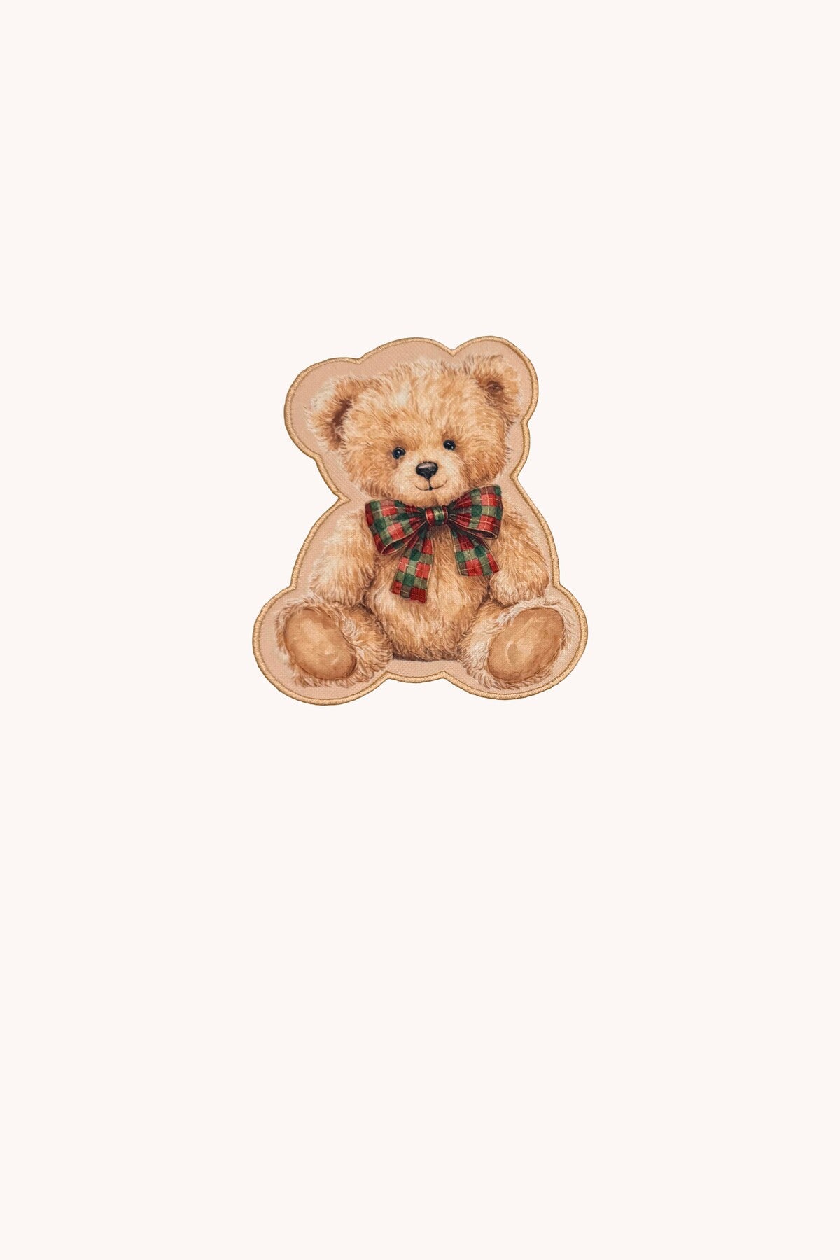 Ekose Kurdeleli Klasik Teddy Bear Nakışlı Kokteyl Peçetesi 1 Adet