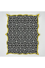 Geometrik Desenli Sarı Nakışlı Dijital Baskılı Kokteyl Peçetesi Yıkanabilir