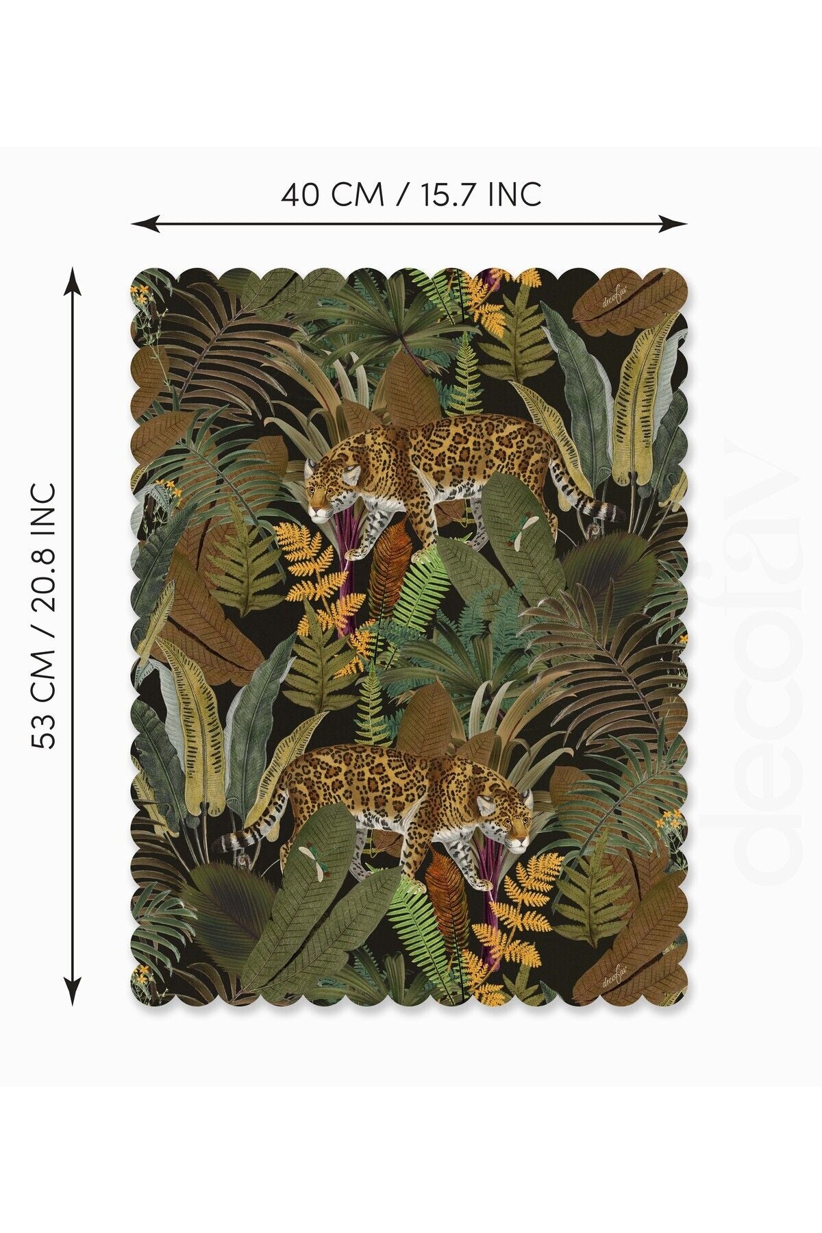 Egzotik Leopar ve Tropikal Yaprak Tasarımlı Lazer Kesim Fırın Örtüsü 40x53cm