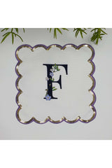 F Harfi Baskılı Kişiye Özel Pul İşlemeli Monogramlı Nakış Kenar Pullu Kokteyl Peçetesi 1 Adet