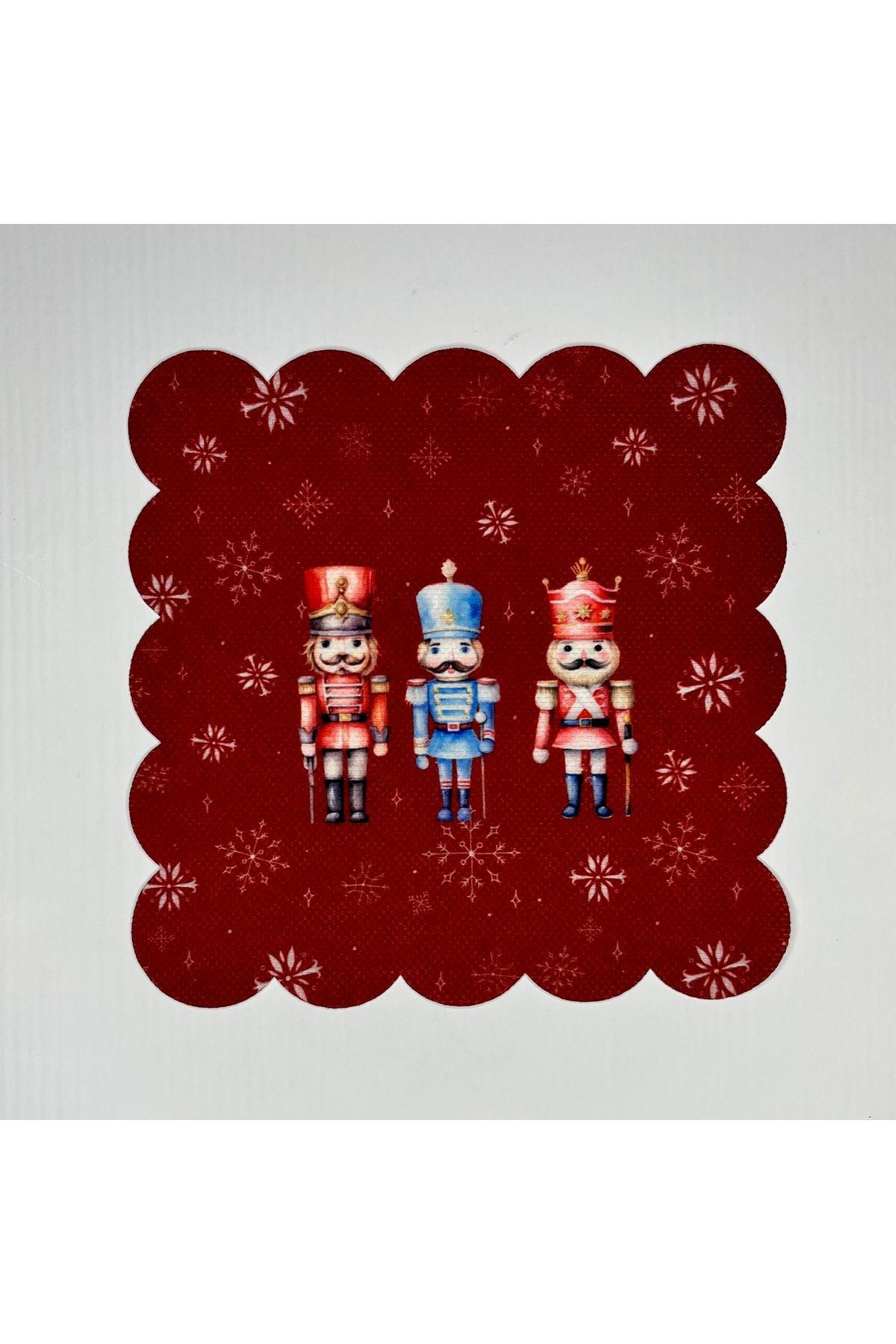 Kırmızı Zemin Kurşun Asker Desenli Dijital Baskılı Kokteyl Peçetesi Yıkanabilir