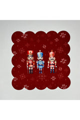 Kırmızı Zemin Kurşun Asker Desenli Dijital Baskılı Kokteyl Peçetesi Yıkanabilir