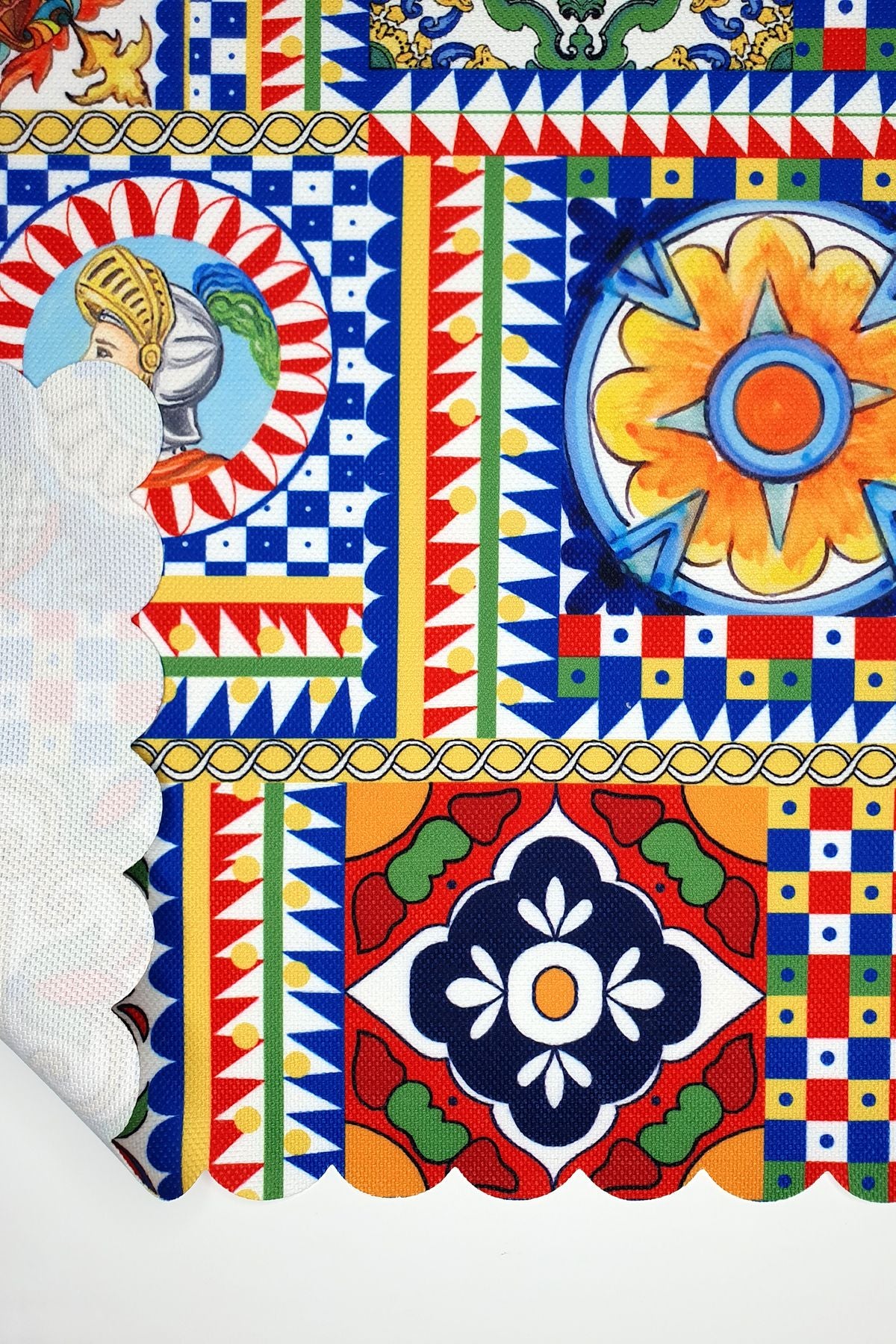 Sicily İtalyan Çini Stili Lazer Kesim Dikişsiz Fırın Örtüsü - 40x53cm
