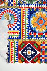 Sicily İtalyan Çini Stili Lazer Kesim Dikişsiz Fırın Örtüsü - 40x53cm