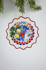 Capri Limonata – Mavi Beyaz Akdeniz Nakış Kenar Kokteyl Peçetesi 1 Adet
