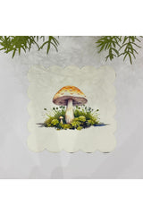 Mantar Desenli  Kumaş Kokteyl Peçetesi Yıkanabilir Lazer Kesimli