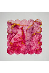 Fuşya Mermer Desenli Dijital Baskılı Lazer Kesim Kokteyl Peçetesi