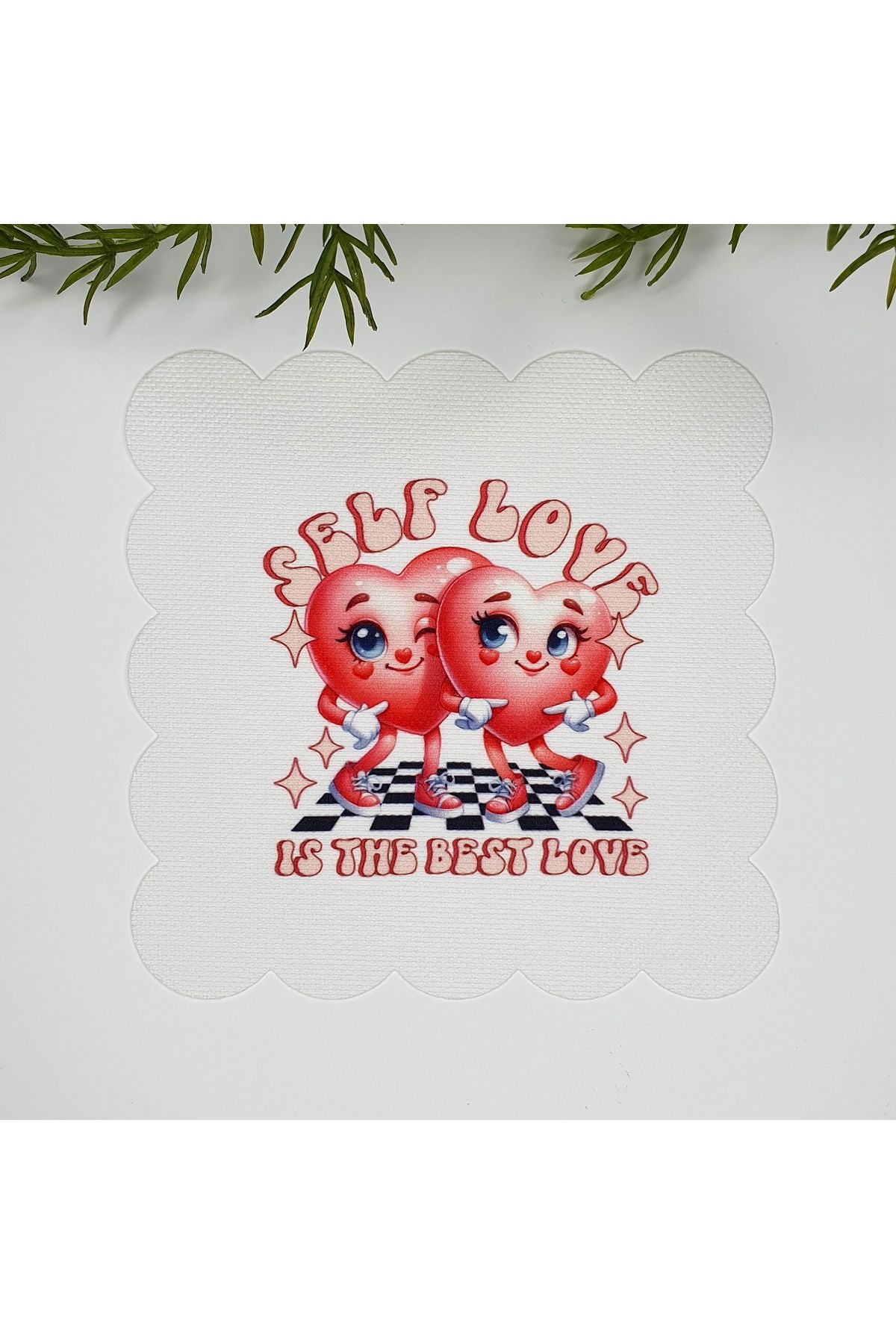 Self Love Sloganlı Aşkı Temalı Dekoratif Kumaş Kokteyl Peçetesi 1 Adet