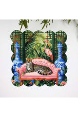 Maximalist Çita Flamingo ve Tropikal Tasarımlı Kumaş Kokteyl Peçetesi 1 Adet