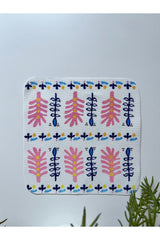 Yaprak ve Nokta Desenli Dijital Baskılı, Kenarı Lazer Kesim Dekoratif Kokteyl Peçeteleri