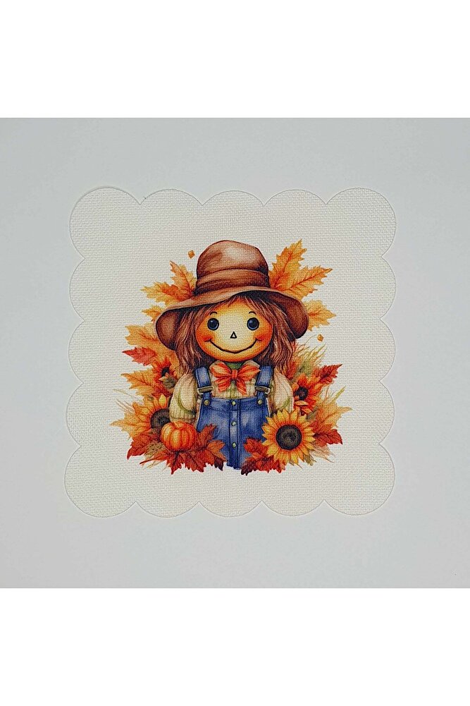 Sulu Boya Çiftçi Kız Desenli Dijital Baskılı Lazer Kesimli Kokteyl Peçetesi